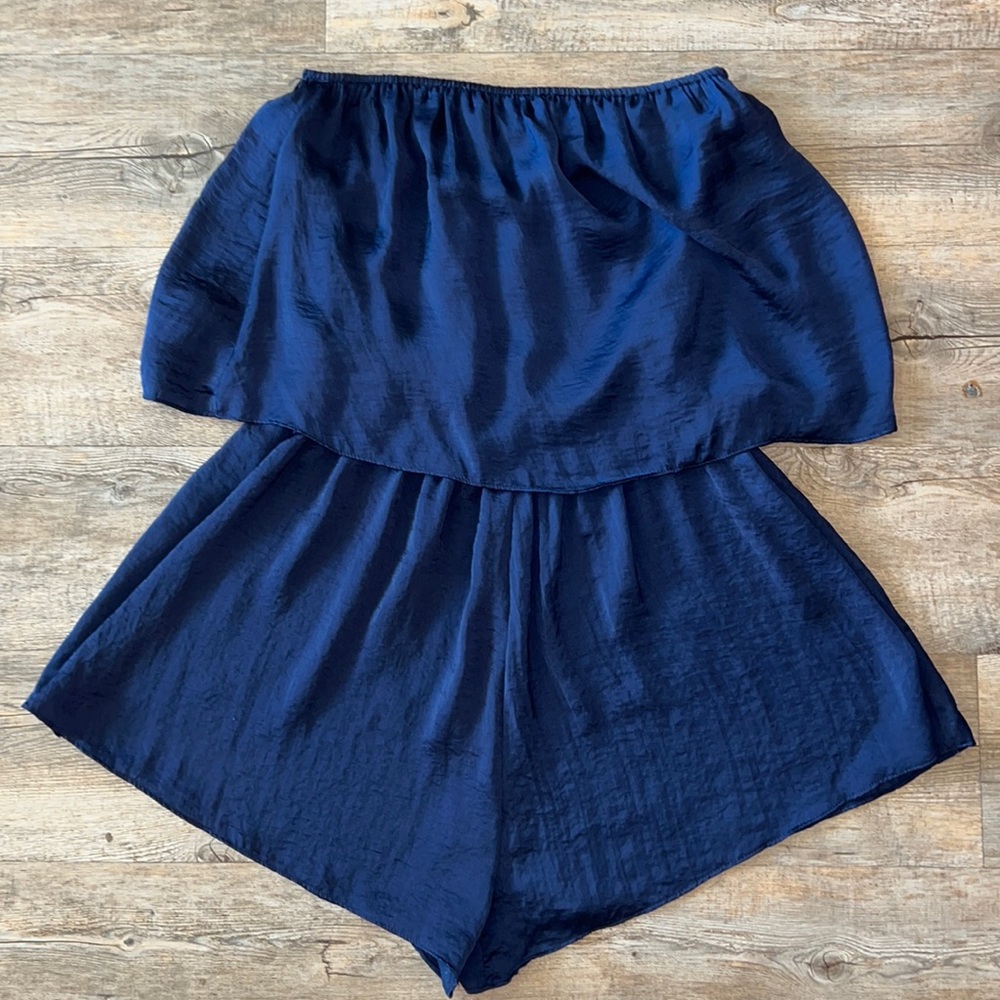 Navy Silk Romper